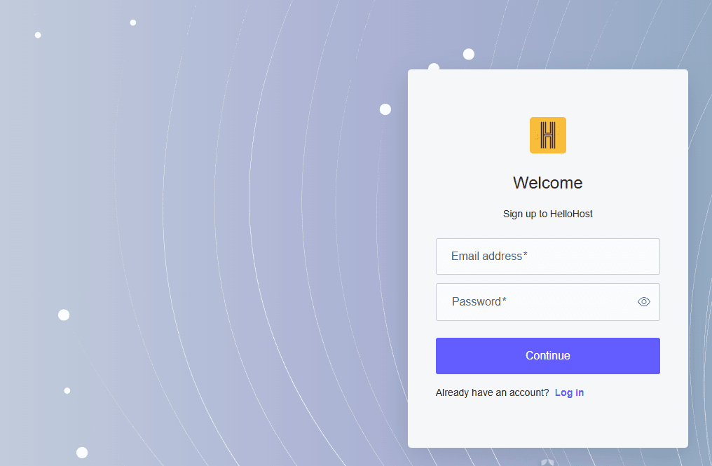 HelloHost portal sign up